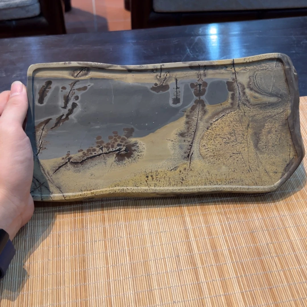 天然国画石干泡台25*11