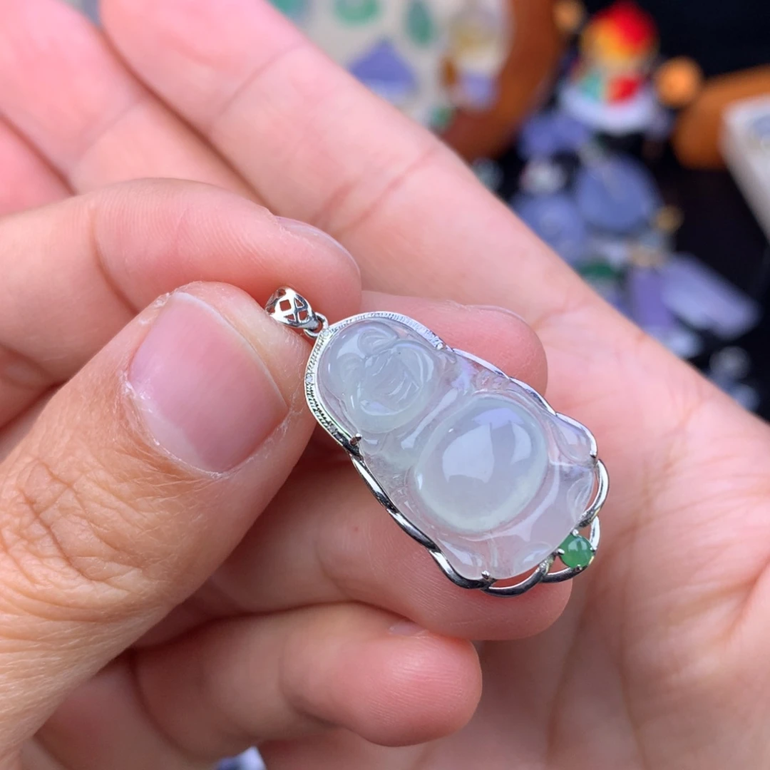 翡翠吊坠(不含链)18K金镶嵌