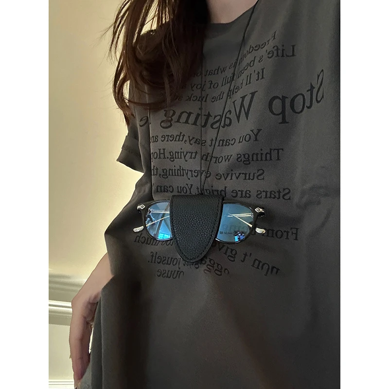 非金属布艺项链 长款挂脖磁吸皮革墨镜挂绳项链女户外便携眼镜夹