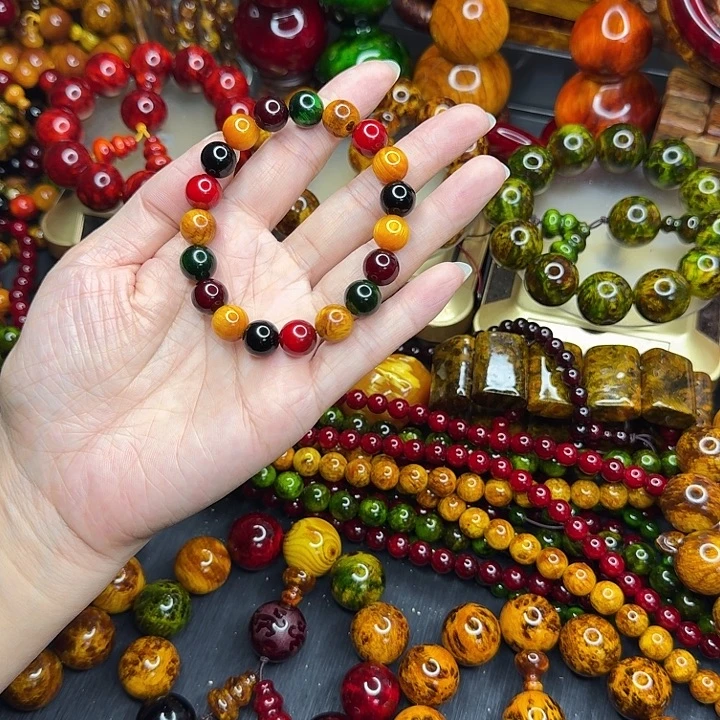 松木琥珀木文玩手串