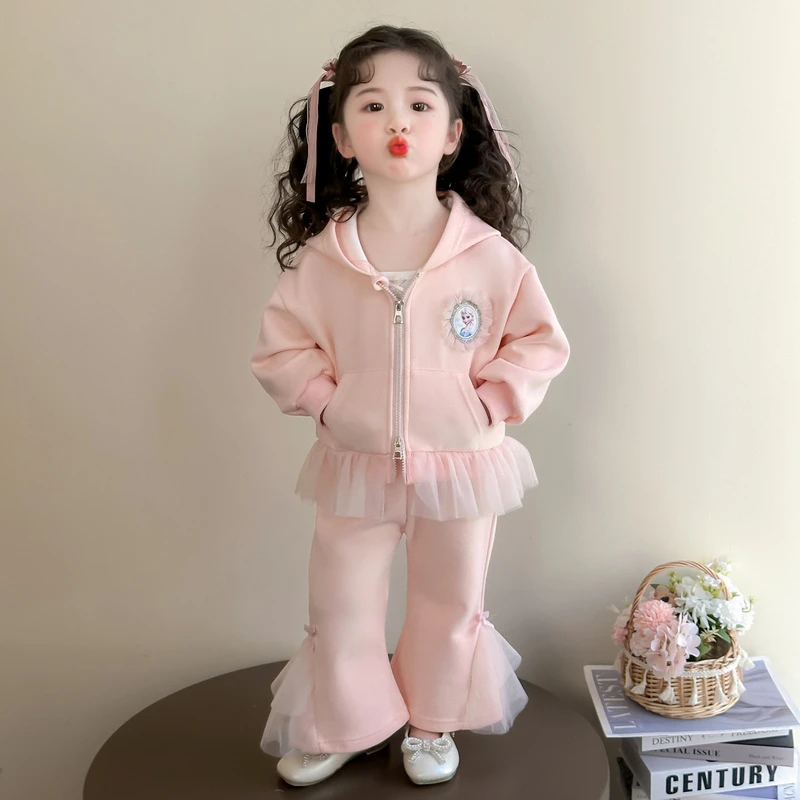 女童春装套装2025新款儿童开衫卫衣时髦洋气两件套宝宝春秋款衣服