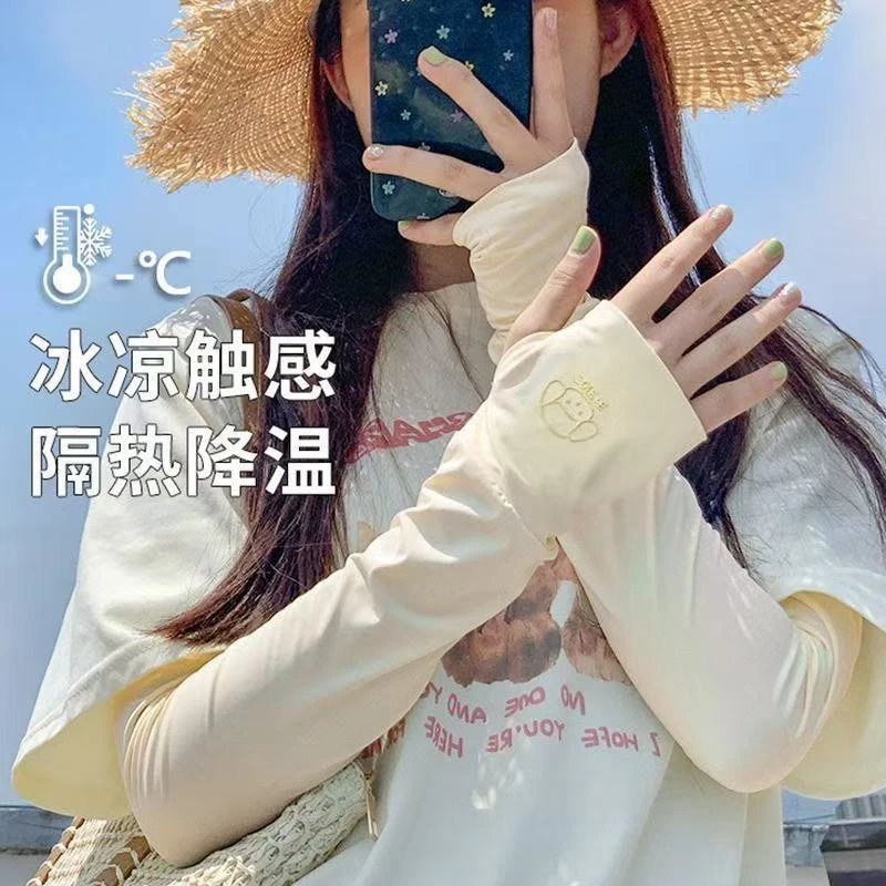 2025新款防紫外线冰袖轻薄透气女士防晒袖套户外骑行开车护臂套袖