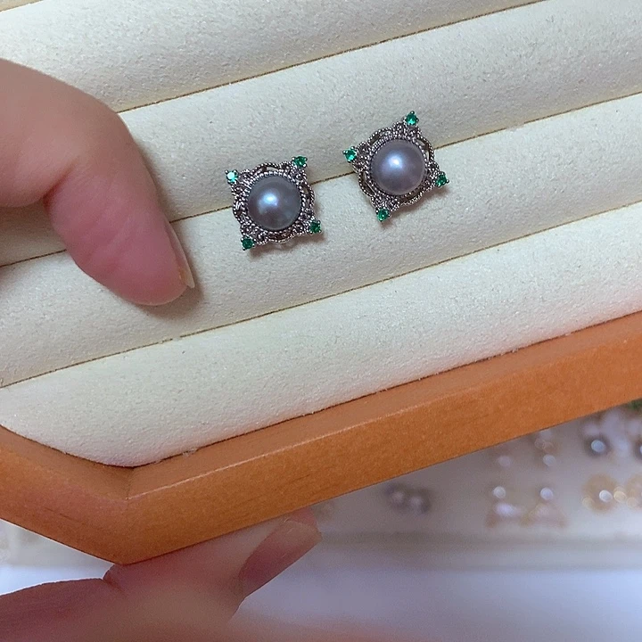 合金淡水珍珠耳饰