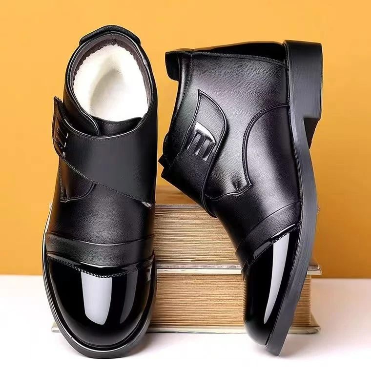 冬季新款棉鞋加绒男士PU高帮男鞋加厚保暖加绒休闲男士东北棉鞋