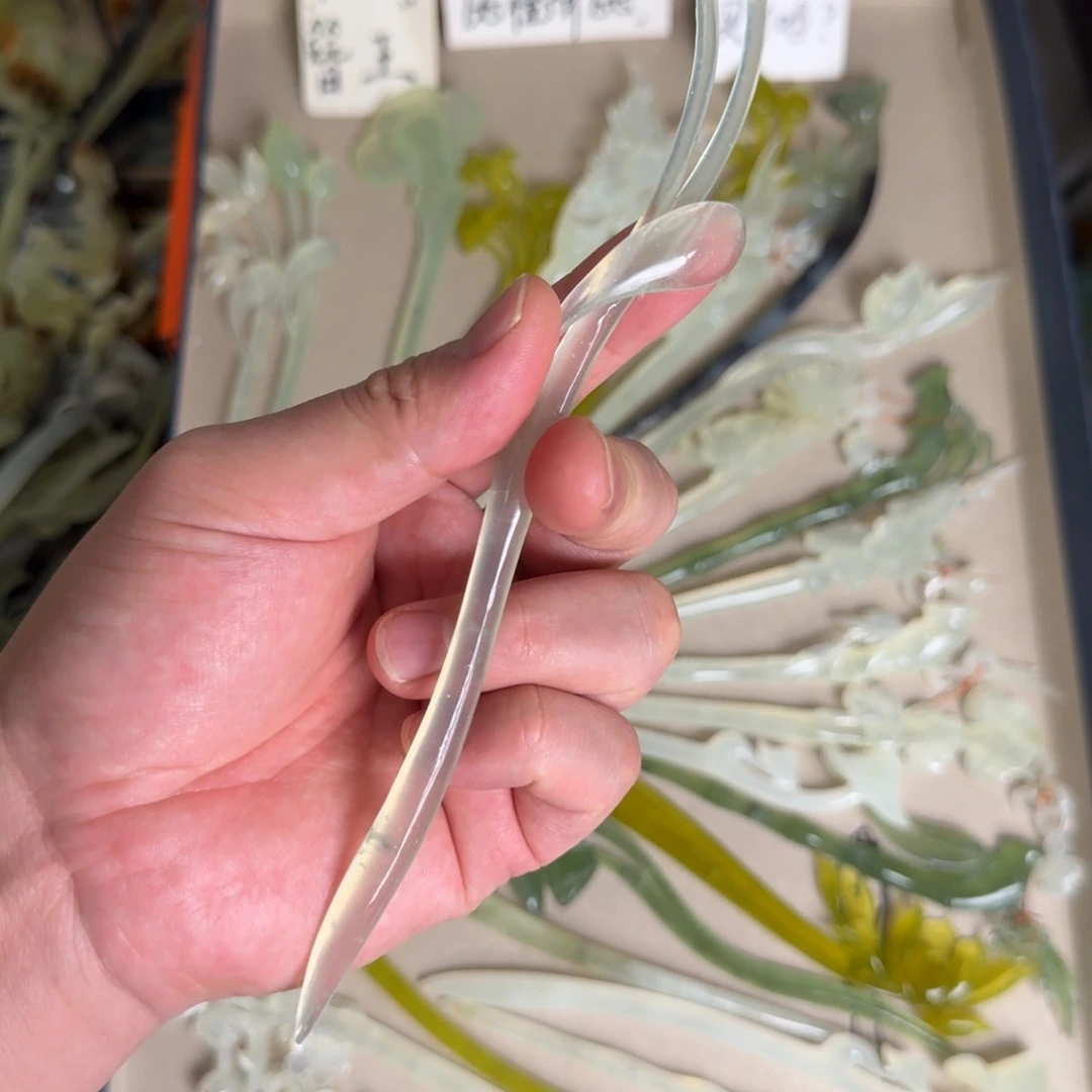 岫玉发饰未镶嵌文***清