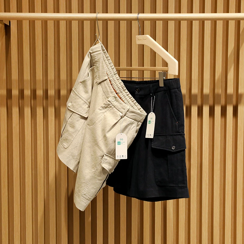 【240112070】经典致意 贵族老钱风自然美感亚麻男士宽松休闲短裤