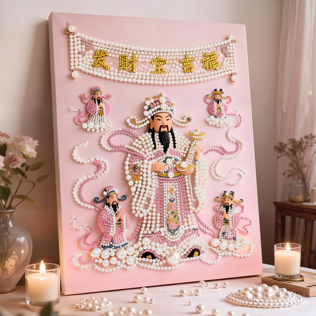 财神装饰画珍珠画装客厅房间手工DIY送材料包结婚喜庆礼物送朋友