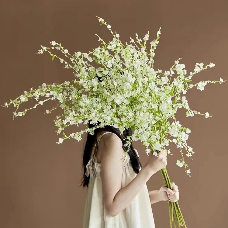 雪柳仿真花多头花森系假花可水洗手工花高级逼真家居摆件软装百搭