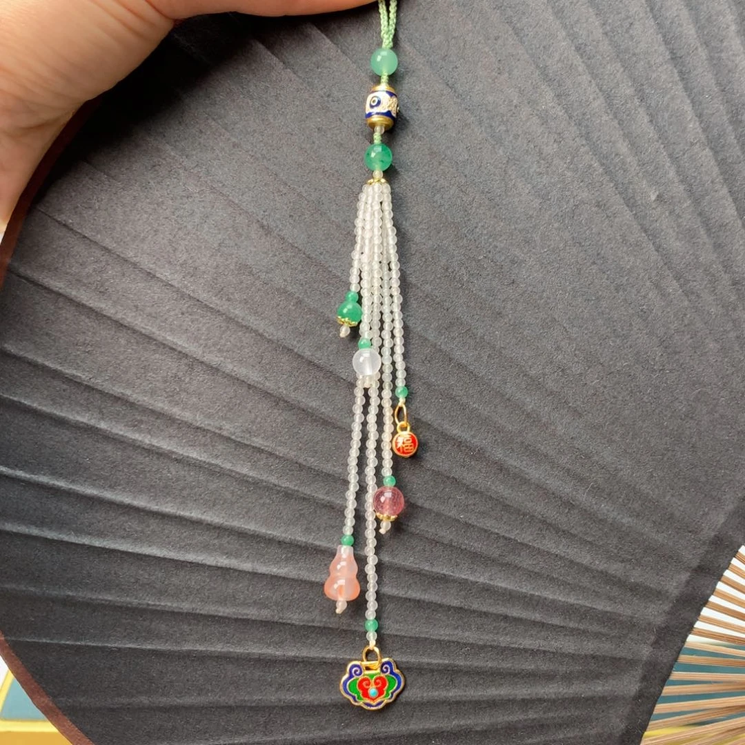 石英质玉（非洲翠）未镶嵌冰飘花精品手机链