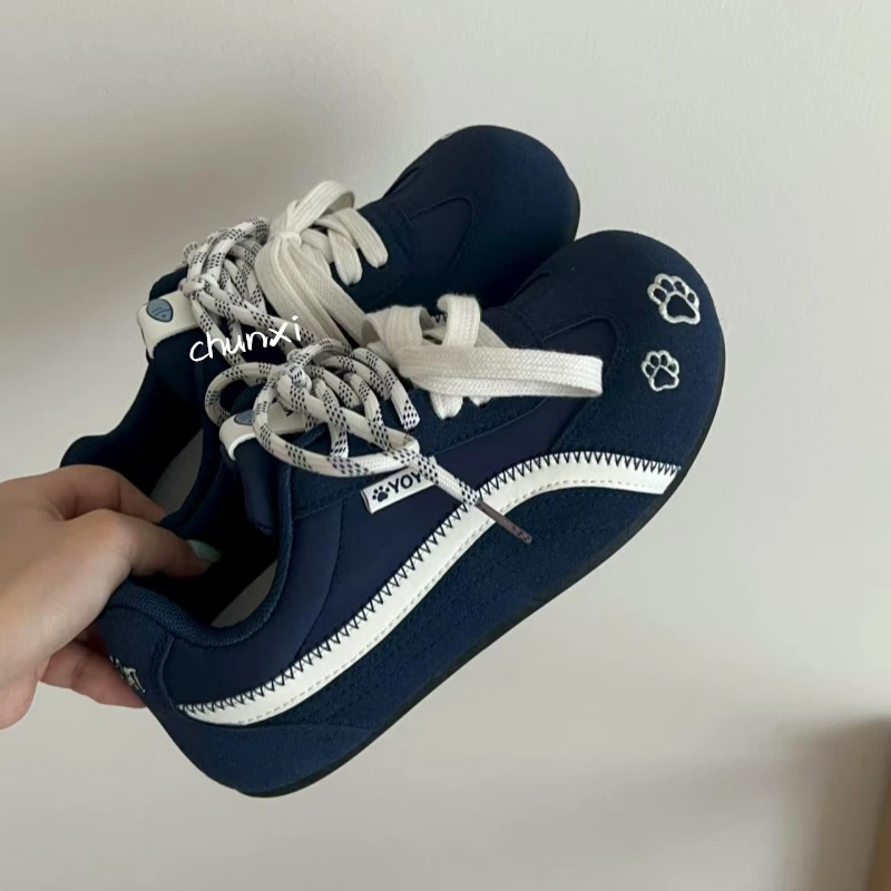 校园风蓝色德训鞋女2025新款秋季鞋子小众板鞋ins百搭休闲小白鞋