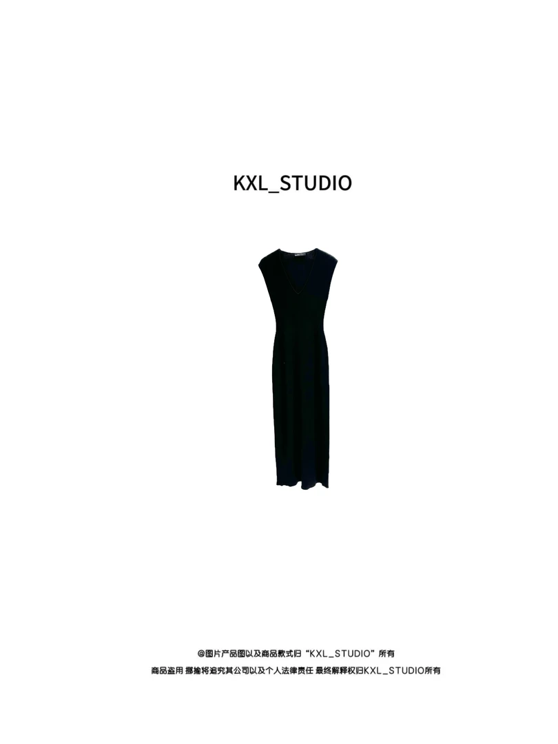 KXL-STUDIO【KELE精选】莱赛尔U领坑条针织连衣裙10702