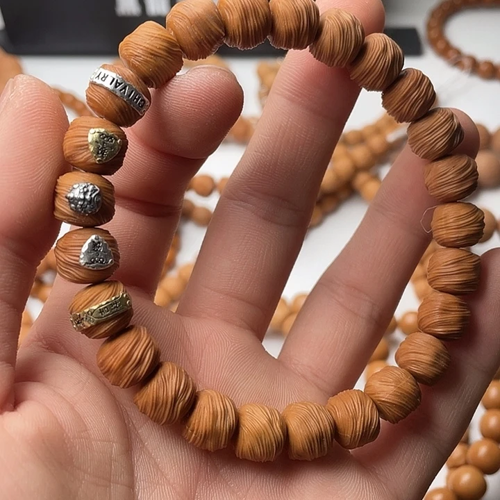 猴头核桃手串鬼印镶嵌