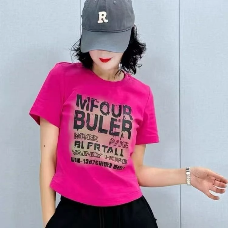 欧洲站女装2025年新款纯棉t恤女夏百搭洋气短袖体恤时尚显瘦上衣