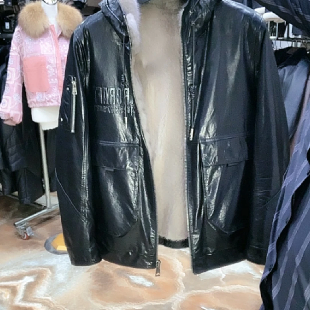 【闪购商品】碧**天真皮水貂内胆油蜡牛皮