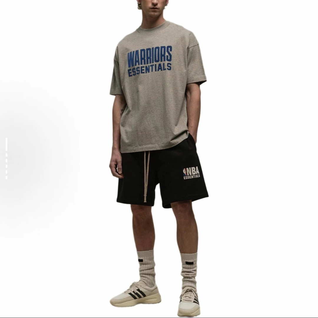 ESS联名款 美式重磅字母印花图案圆领短袖美式重磅T恤 男女同款