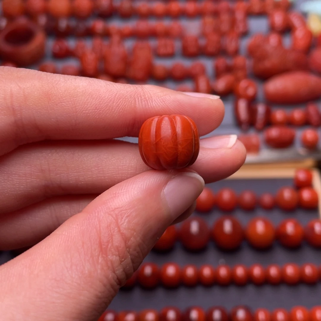 南红玛瑙其他未镶嵌W13➕瓦西柿子红南瓜老型珠