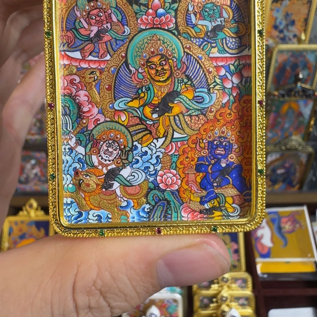吊坠热贡五路财神唐卡
