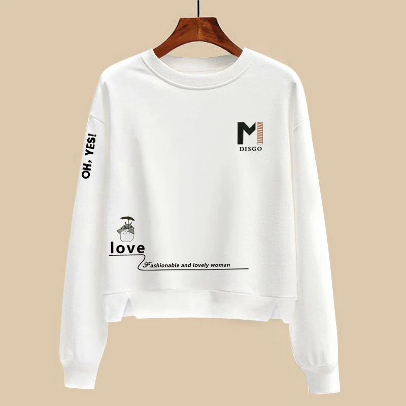 100纯棉白色短款长袖t恤上衣女秋冬2025新款卫衣高腰宽松打底衫