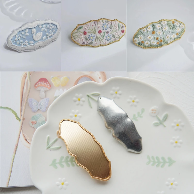 晗颖手工 玩偶模板晗颖手工宋锦蓝染刺绣新中式底托发夹发饰包布