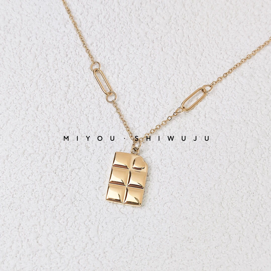 钛钢项链 金色巧克力项链气质轻奢时尚百搭小众简约ins