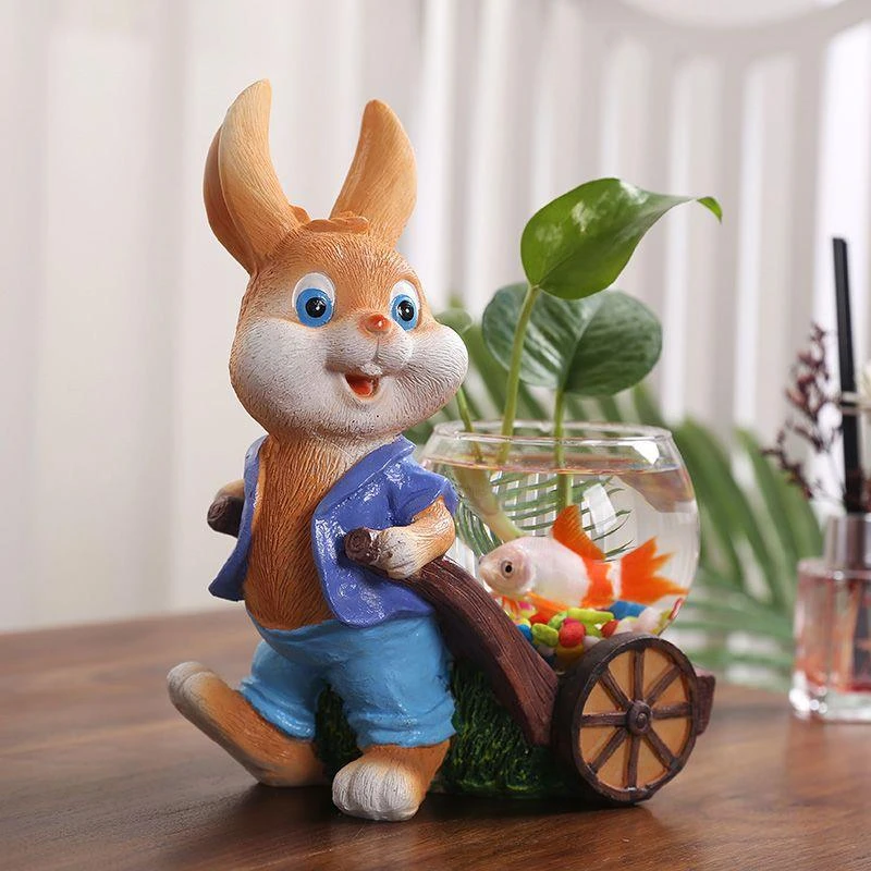 可爱卡通兔子水培花瓶绿萝水养器皿玻璃透明个性轻奢办公桌面摆件