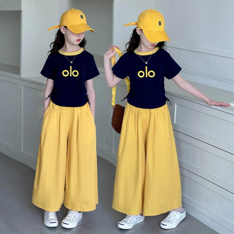 潮牌童装女童夏装2025年款衣服儿童休闲时髦小女孩洋气裙裤两件套