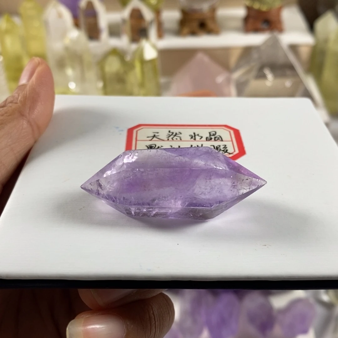 未镶嵌摆件水晶喔*哦天然紫水晶柱双尖12