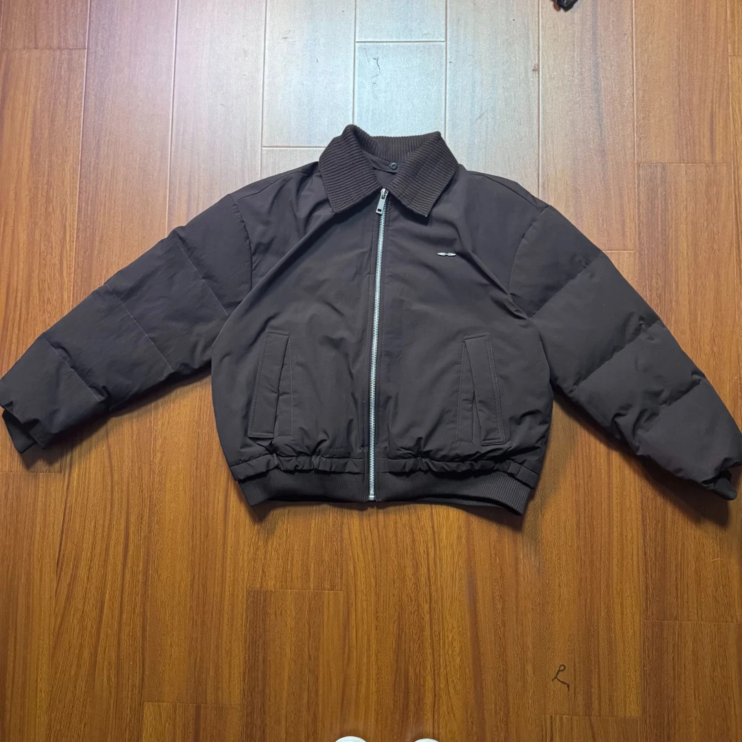 简约翻领假两件棉服外套【9822】