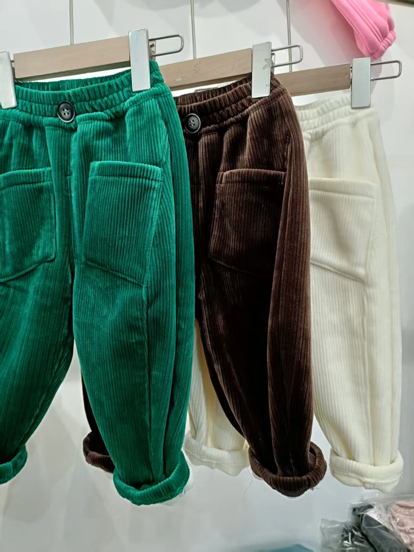 小童潮童冬季新款熊2781休闲时尚一体绒休闲裤童加绒