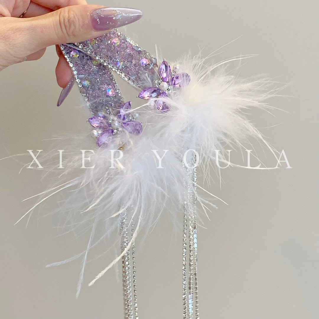 魏凡舒专属【喜儿ula】1-6-3「香颂梦蝶」超仙羽毛冰晶蝴蝶掰掰夹发夹
