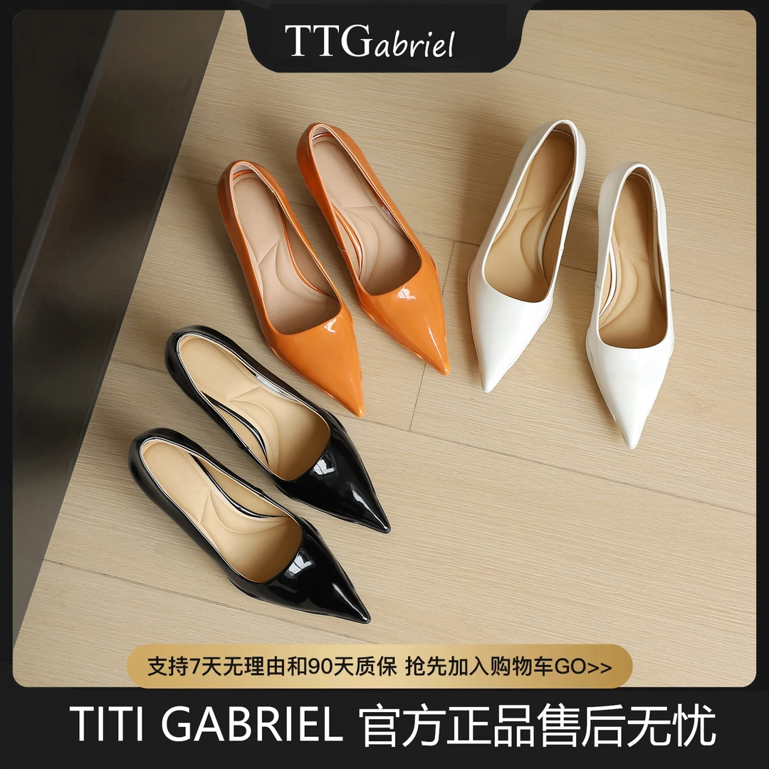 TTG2025款气质时尚百搭细跟高跟尖头浅口跟鞋9678
