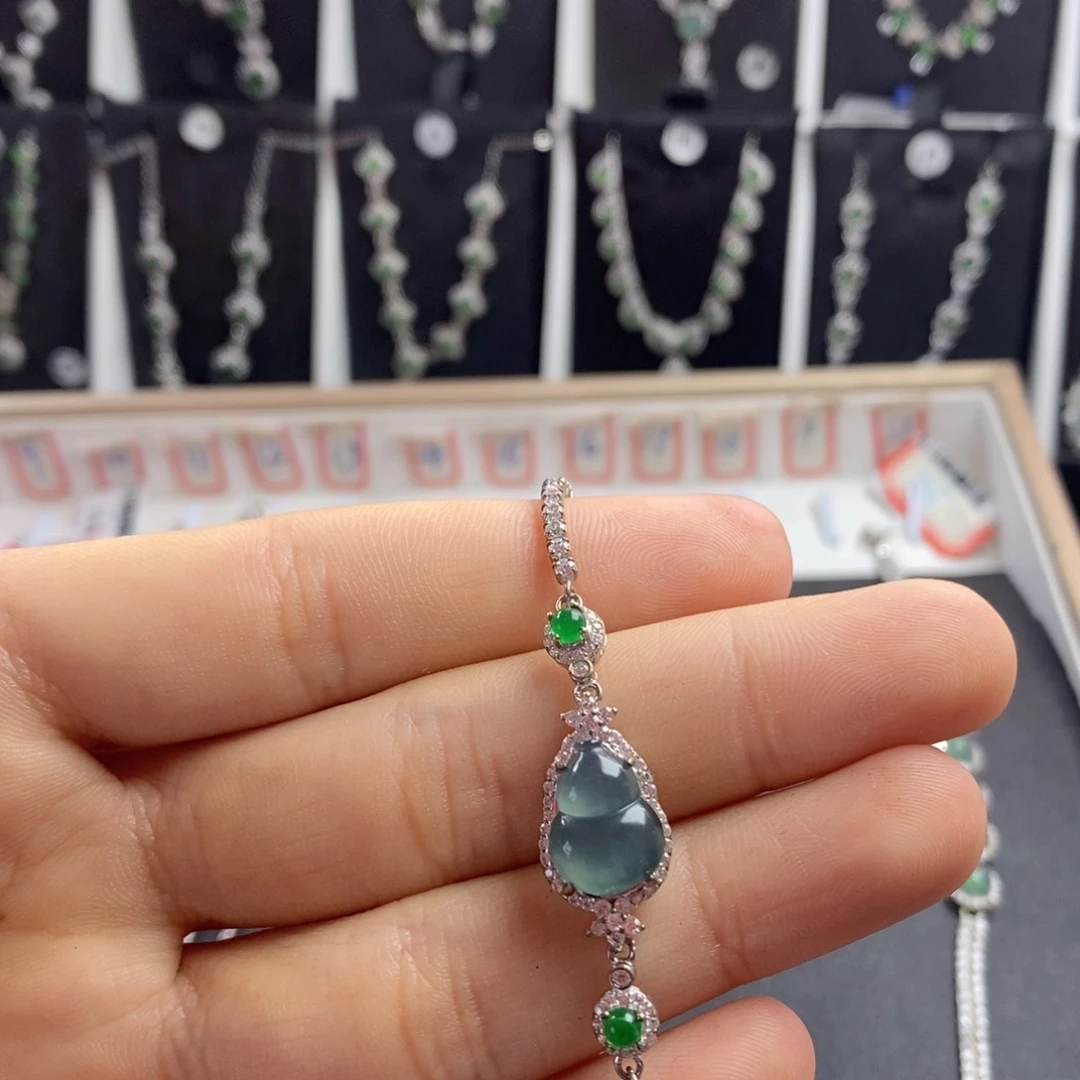 翡翠颈饰银S925镶嵌用****2翡翠手链