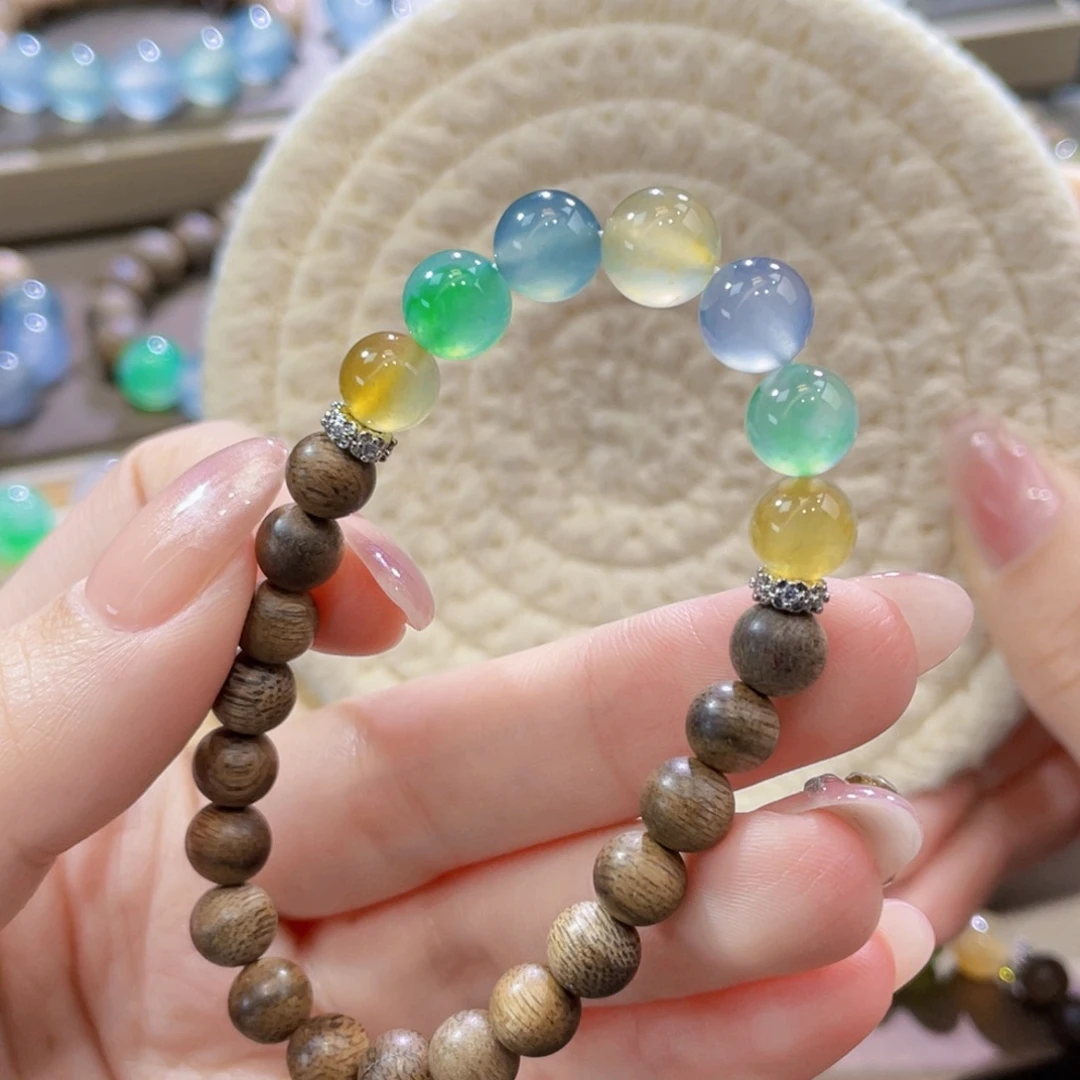 翡翠未镶嵌手链卡8马卡龙