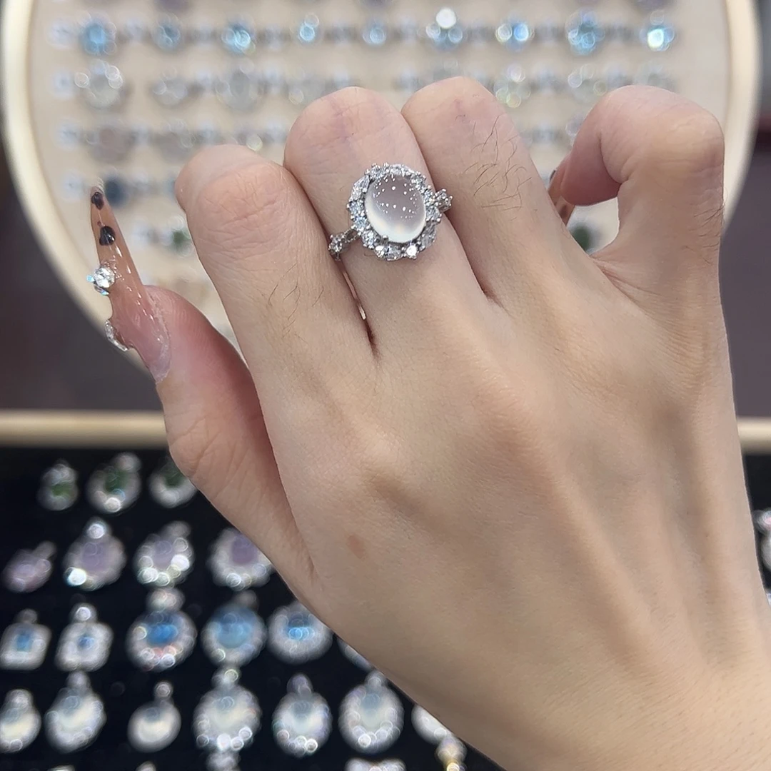 蛇纹石玉银S925镶嵌戒指