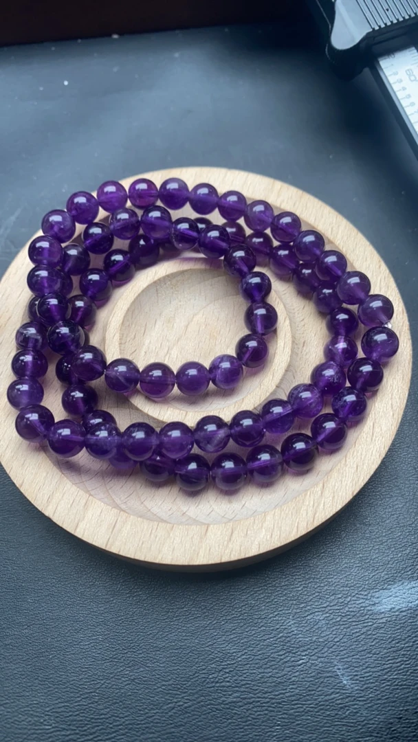 天然紫水晶三圈手串