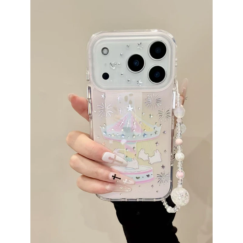 烟花兔子鎏金手机壳适用iphone17pro苹果16/15防摔INS韩风小众