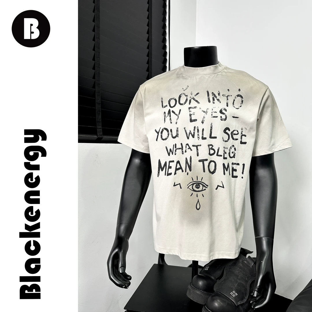 小领口T恤男士夏季美式脏脏风个性重磅小众ins欧美宽松短袖潮流