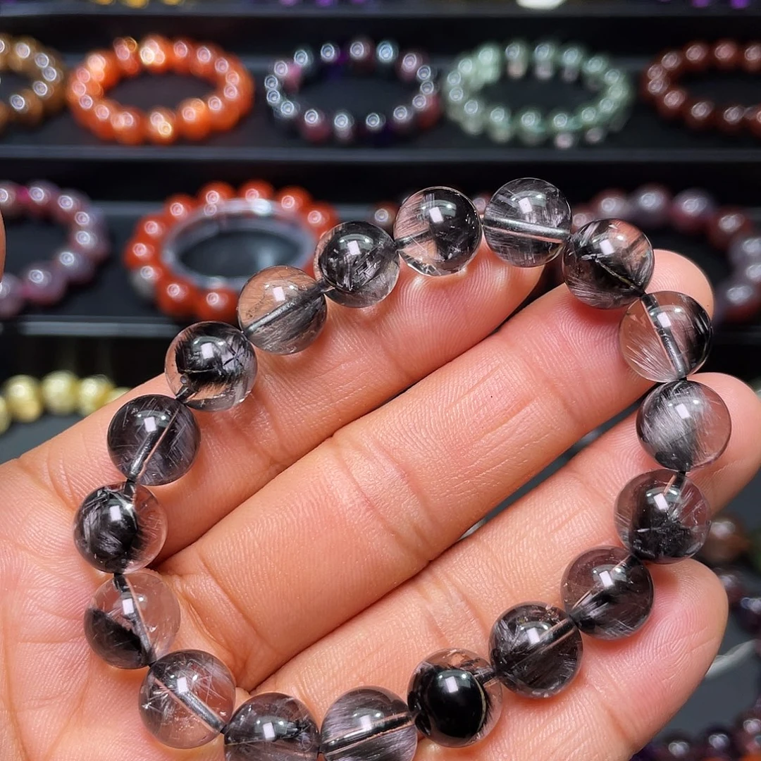 手串未镶嵌水晶黑银钛11+m