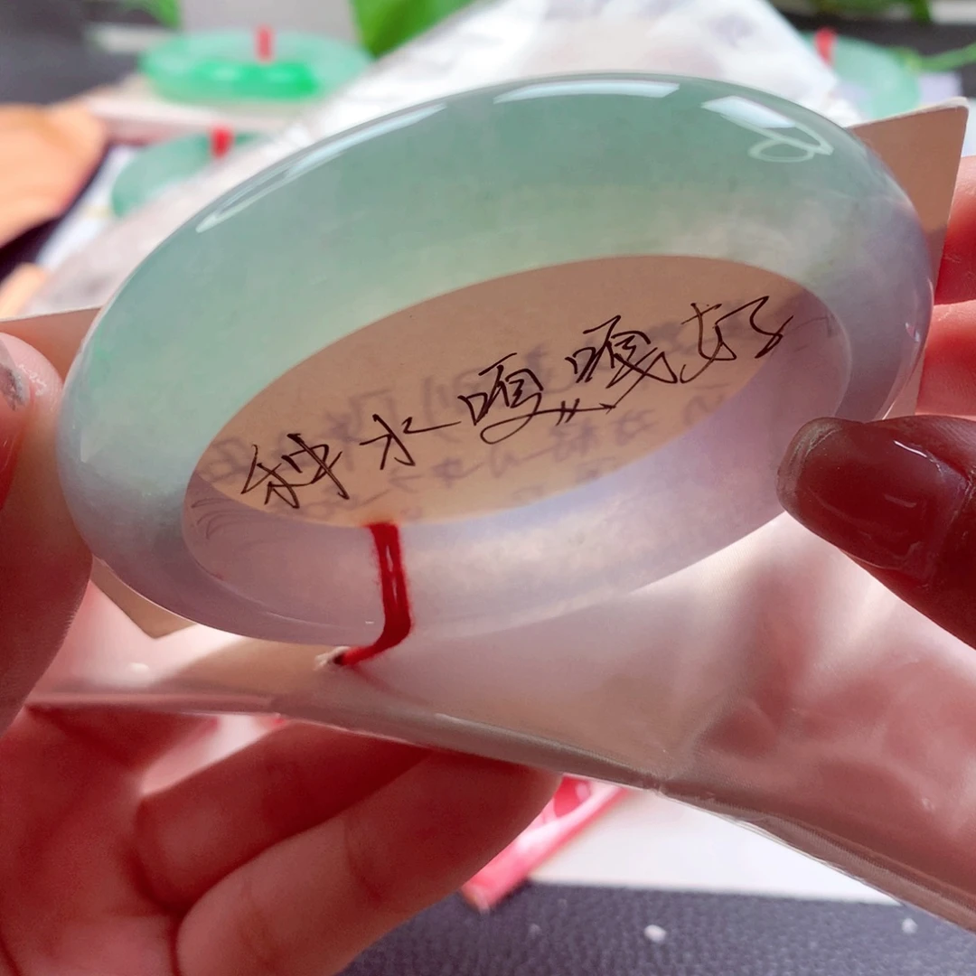 翡翠未镶嵌手镯师妹60冰春彩幻彩（26号）