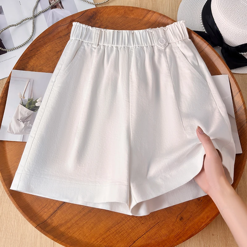 松紧腰休闲短裤女士2025夏季薄款高腰显瘦宽松外穿Aa字阔腿热裤子