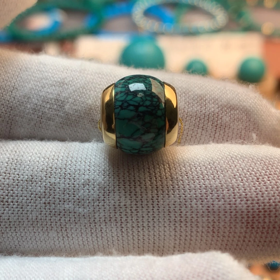 绿松石18K金镶嵌挂件12.7m