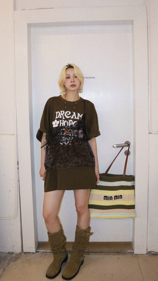 HELLOTANGO《魔法愿望》春夏韩系复古字母印花百搭T恤55383#