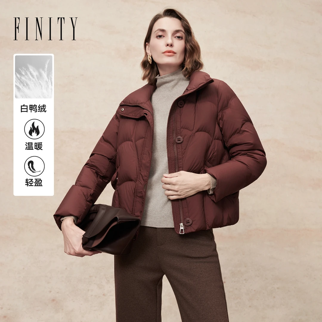 FINITY 羽绒服冬季新款简约立领短款红色保暖外套 F21Y8D43Y1