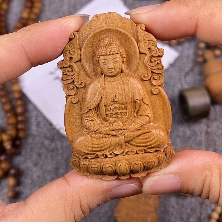 檀香木手串/手链老山檀香黑肉雕刻大日吊坠