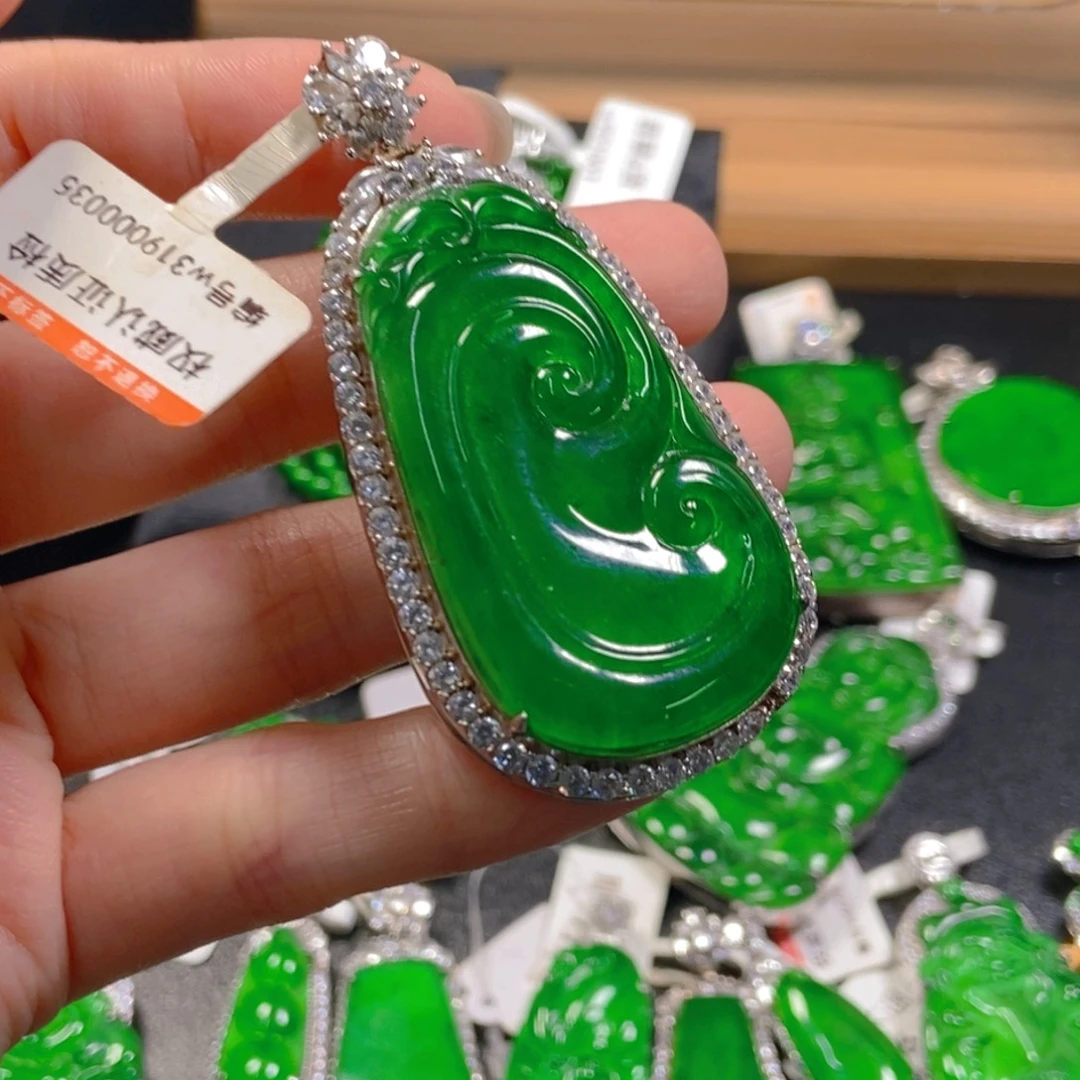 翡翠银S925镶嵌吊坠(不含链)