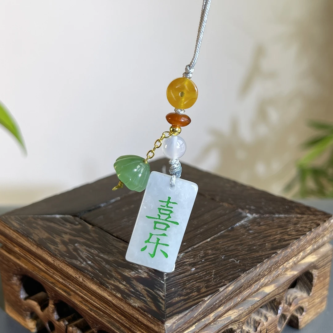 JXW21-01 天然缅甸翡翠A货 特色手机挂