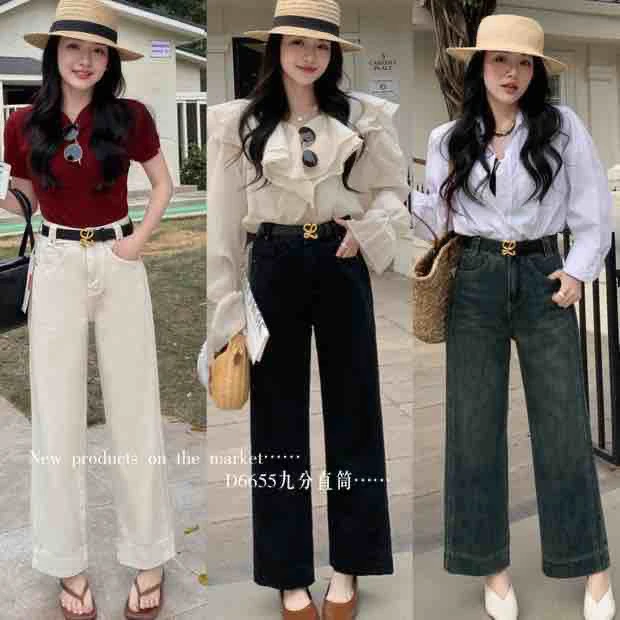 薇莎6655【九分直筒】小个子显瘦高腰软牛仔裤配皮带