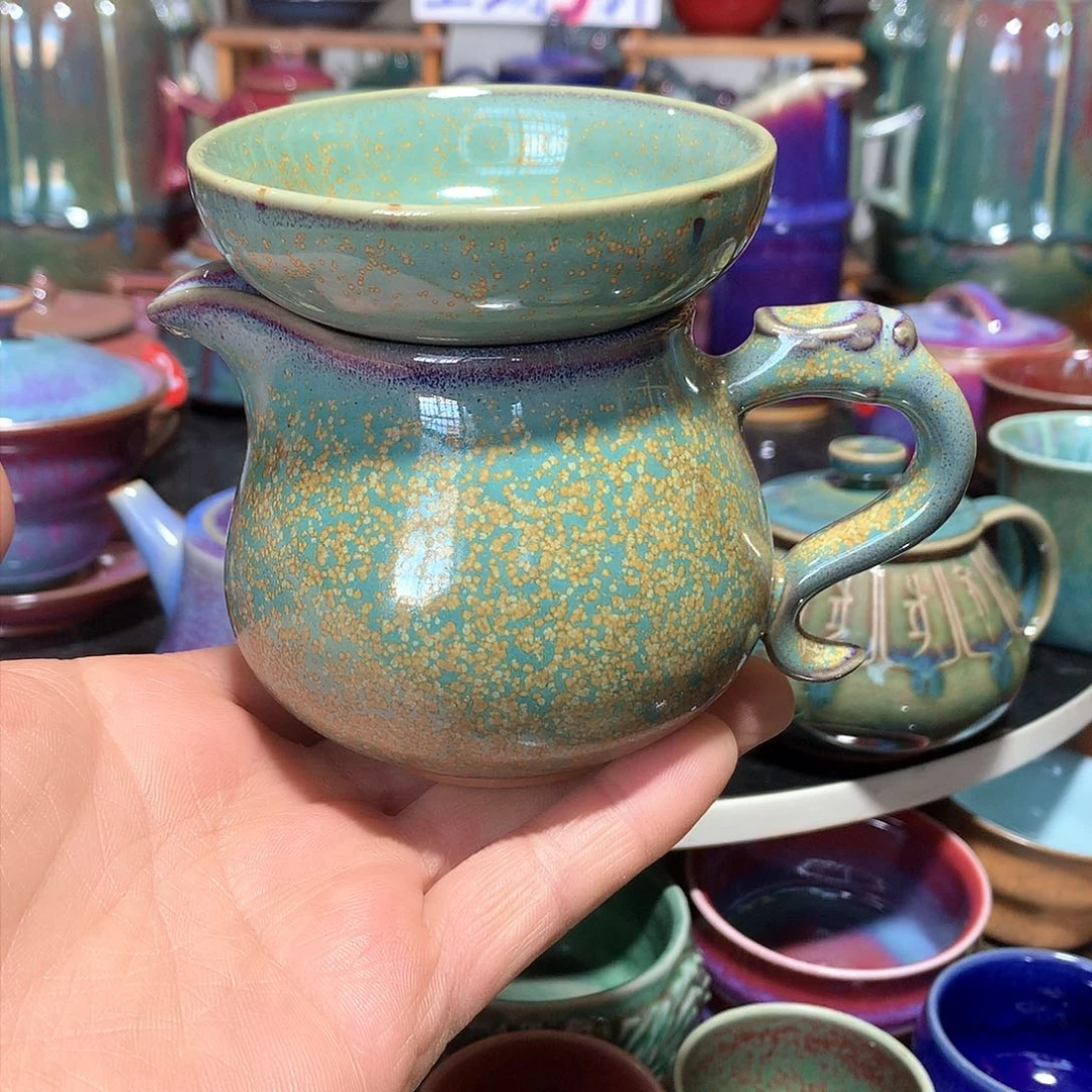 杯W****e纯手工松石绿公道杯茶漏