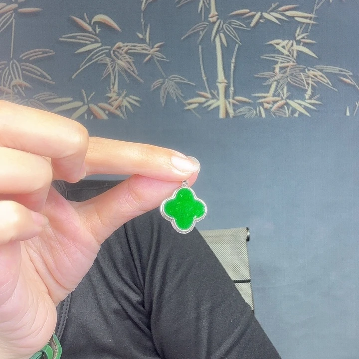 翡翠银S925镶嵌吊坠(不含链)特价