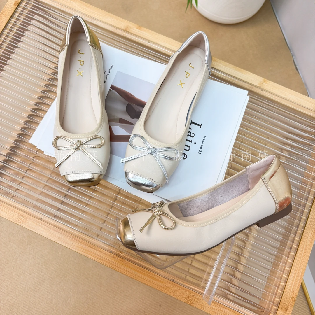 菲南慕2025新款温柔蝴蝶结浅口单鞋蛋卷软底一脚蹬玛丽珍女鞋2212